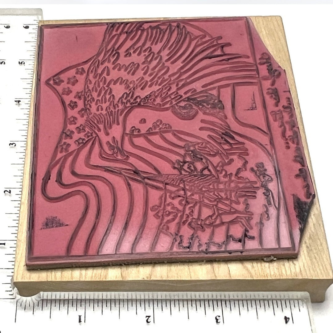 Stamps Happen THROUGH THE STORM Firefighters Hero Eagle Flag Rubber Stamp