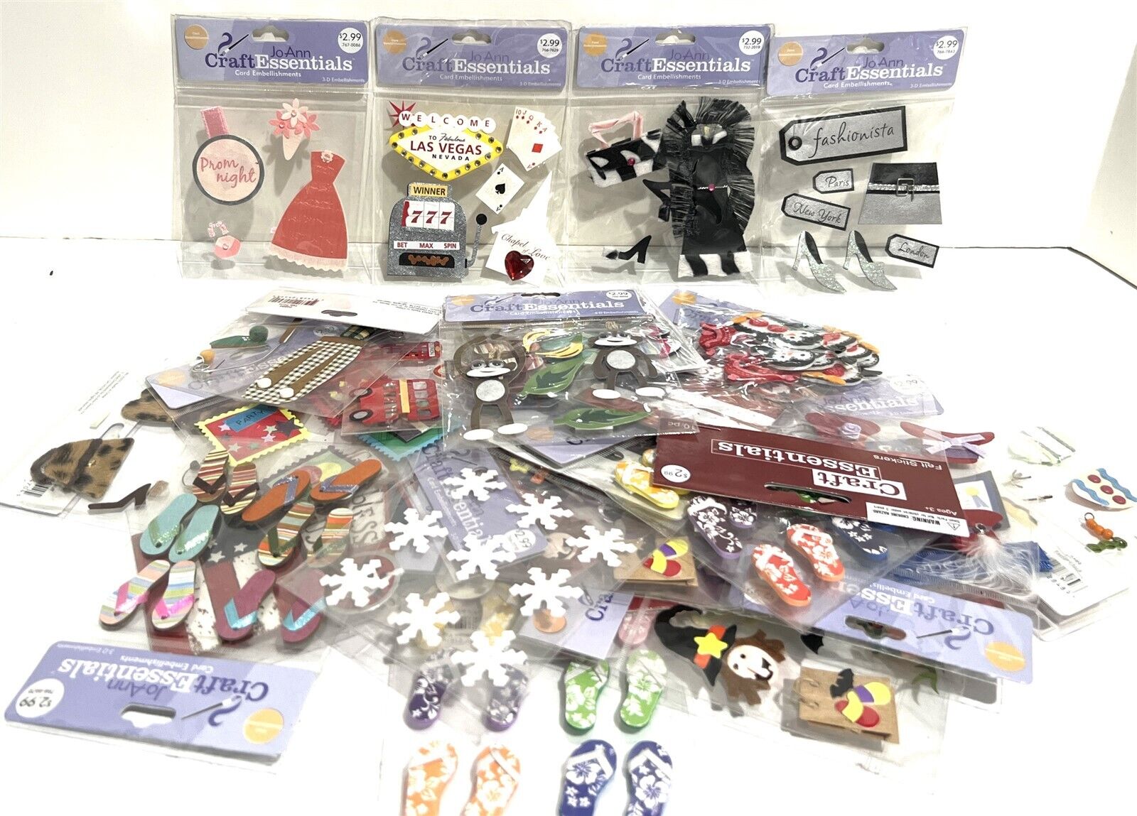 Jo-Ann Craft Essentials Holidays Flip Flops Halloween Christmas 3D Stickers Lot