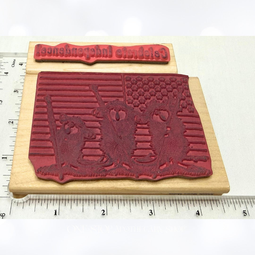 House Mouse SHOW YOUR COLORS 4th of July Flag Rubber Stamps Set of 2