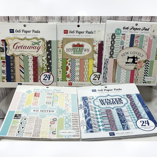 Echo Park WINTER WISHES Sew Lovely Homegrown 6x6 Cardstock Paper Packs Lot of 5