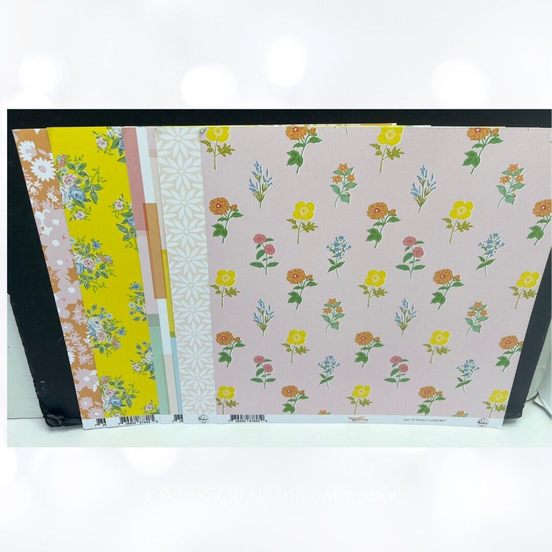 Pinkfresh Studio FLOWER MARKET 12X12 Paper Stickers Die Cuts Scrapbook Card Kit