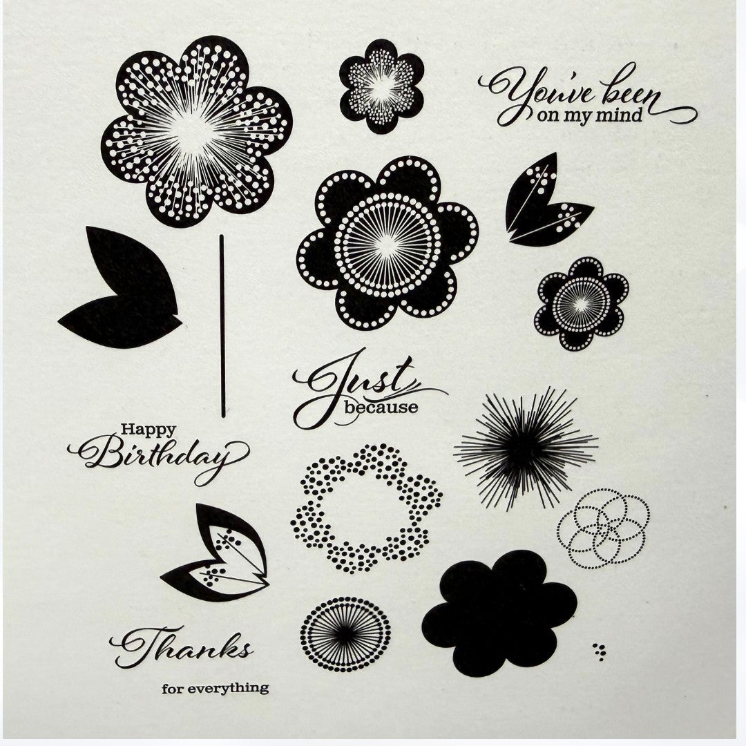 Papertrey Ink FRIENDLY FLOWERS Floral Rubber Stamps Dies