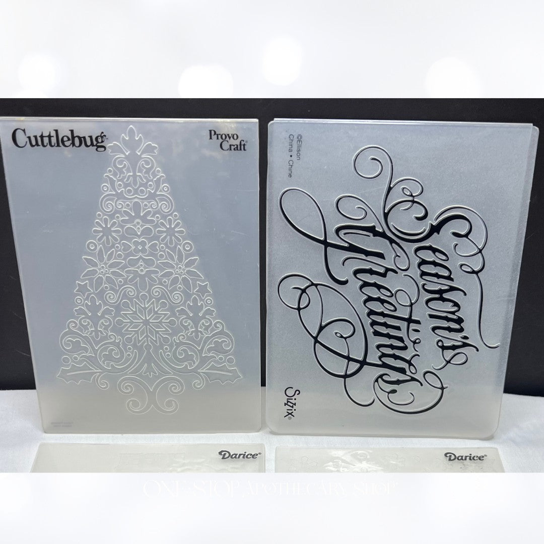 Cuttlebug Sizzix CHRISTMAS Religious Tree Cross Embossing Folders Lot of 4