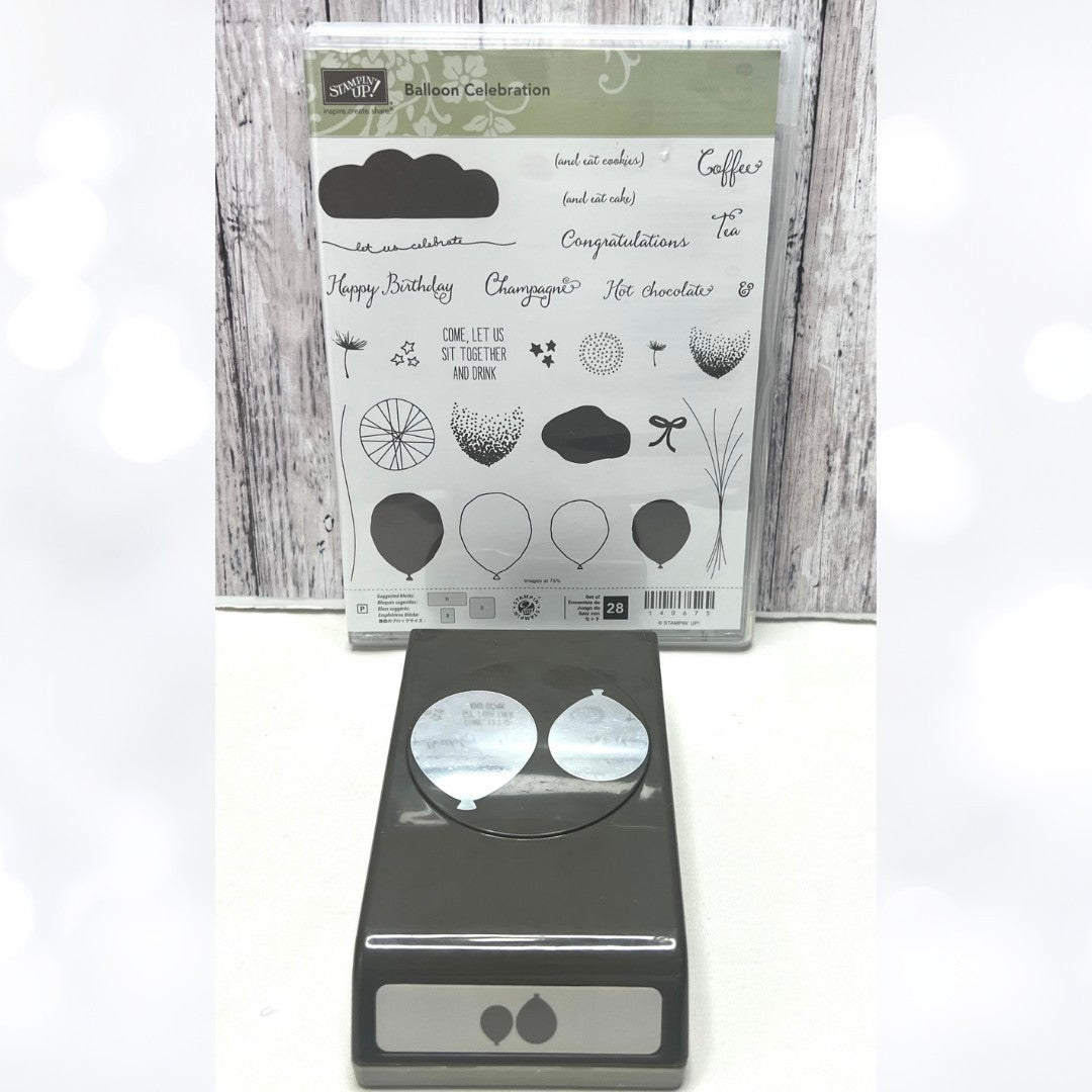 Stampin Up BALLOON CELEBRATION Birthday Rubber Stamps Punch