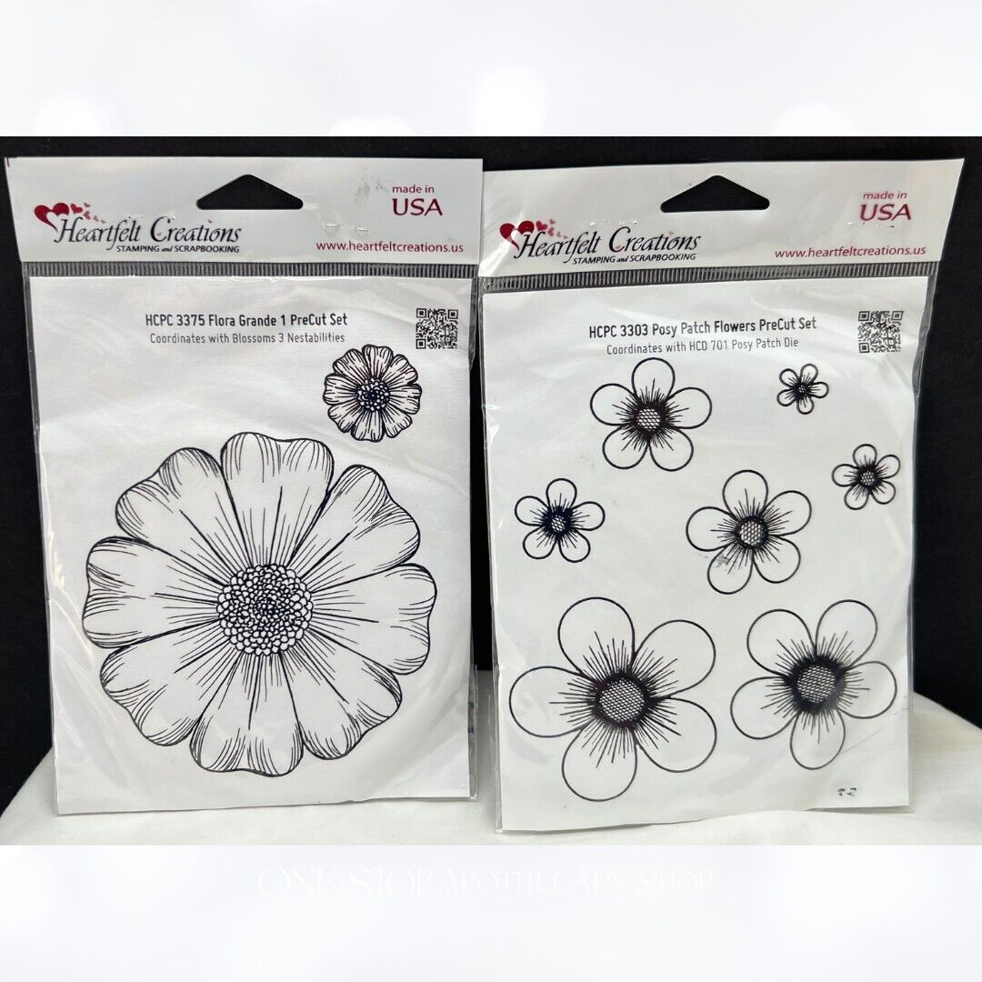 Heartfelt Creations POSTY PATCH Floral Grande 1 Flowers Rubber Stamps Set of 2