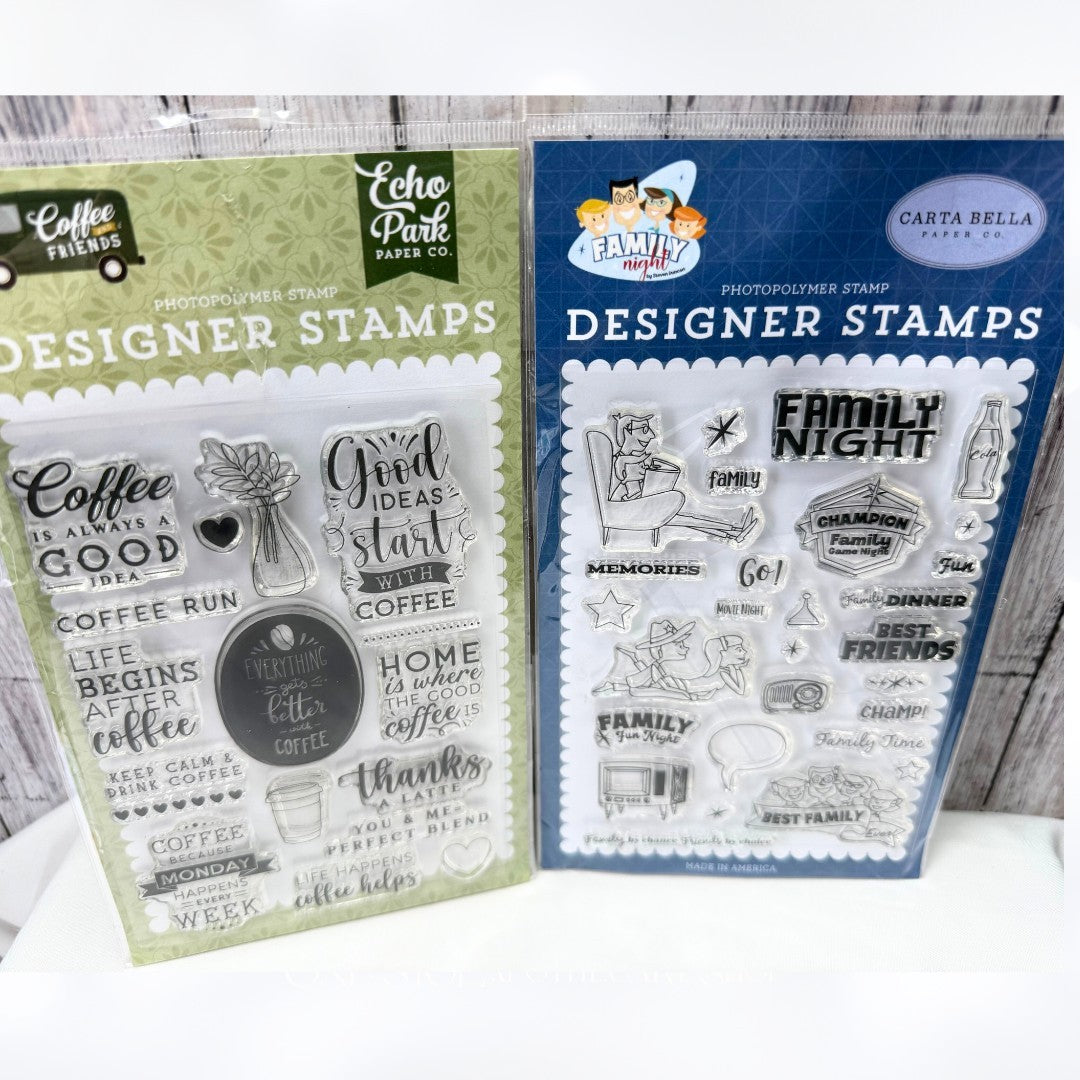 Echo Park COFFEE RUN Family Time Game Night Rubber Stamps