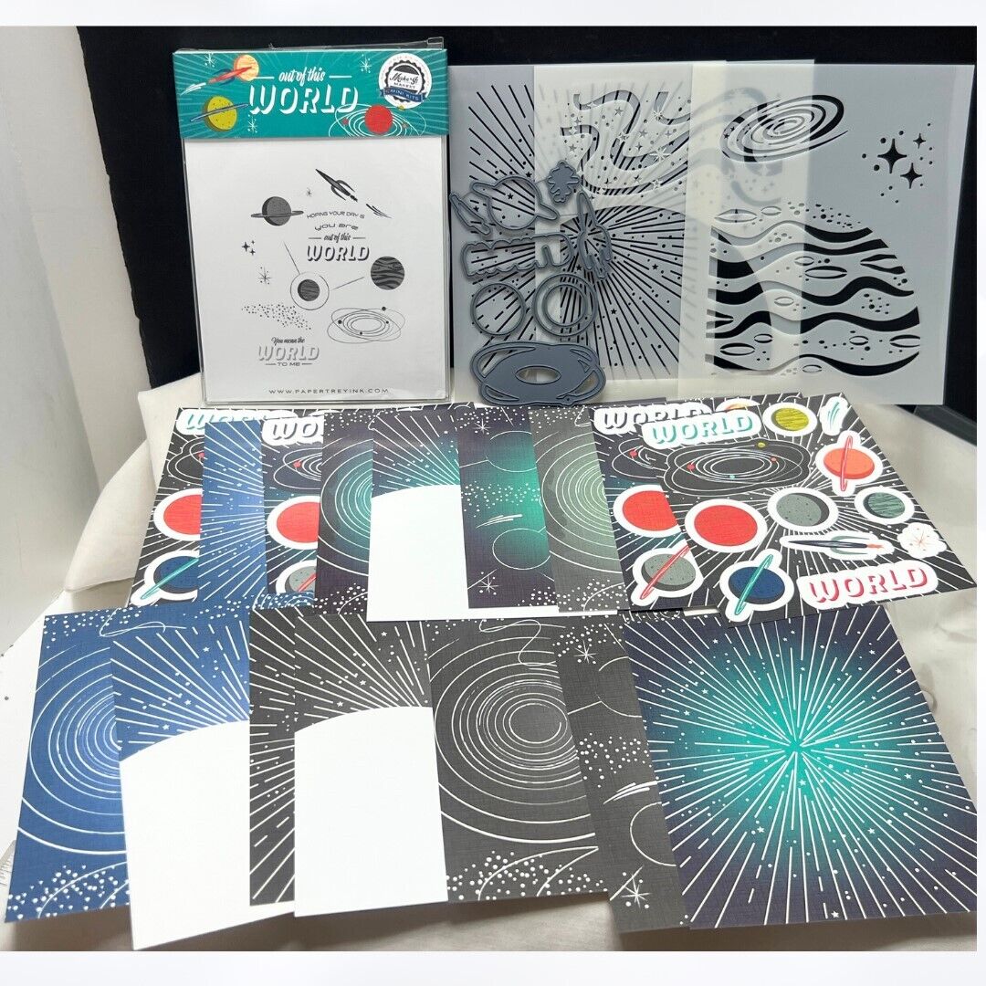 Papertrey Ink OUT OF THIS WORLD Space Make It Market Kit Rubber Stamps Dies