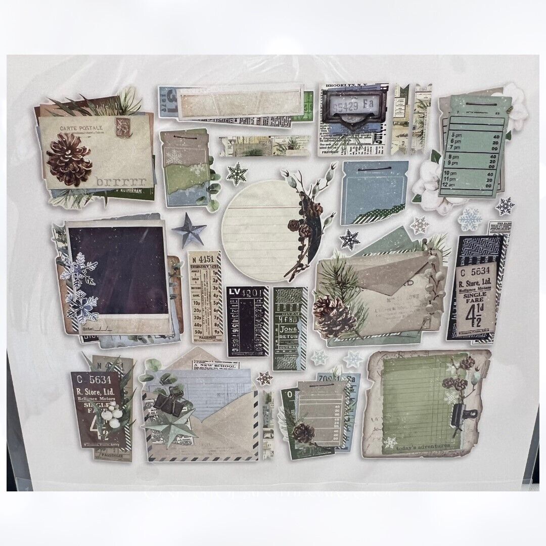 Simple Stories Vintage FRESH SNOW Christmas 6x8 Paper Die Cuts Collection Kit