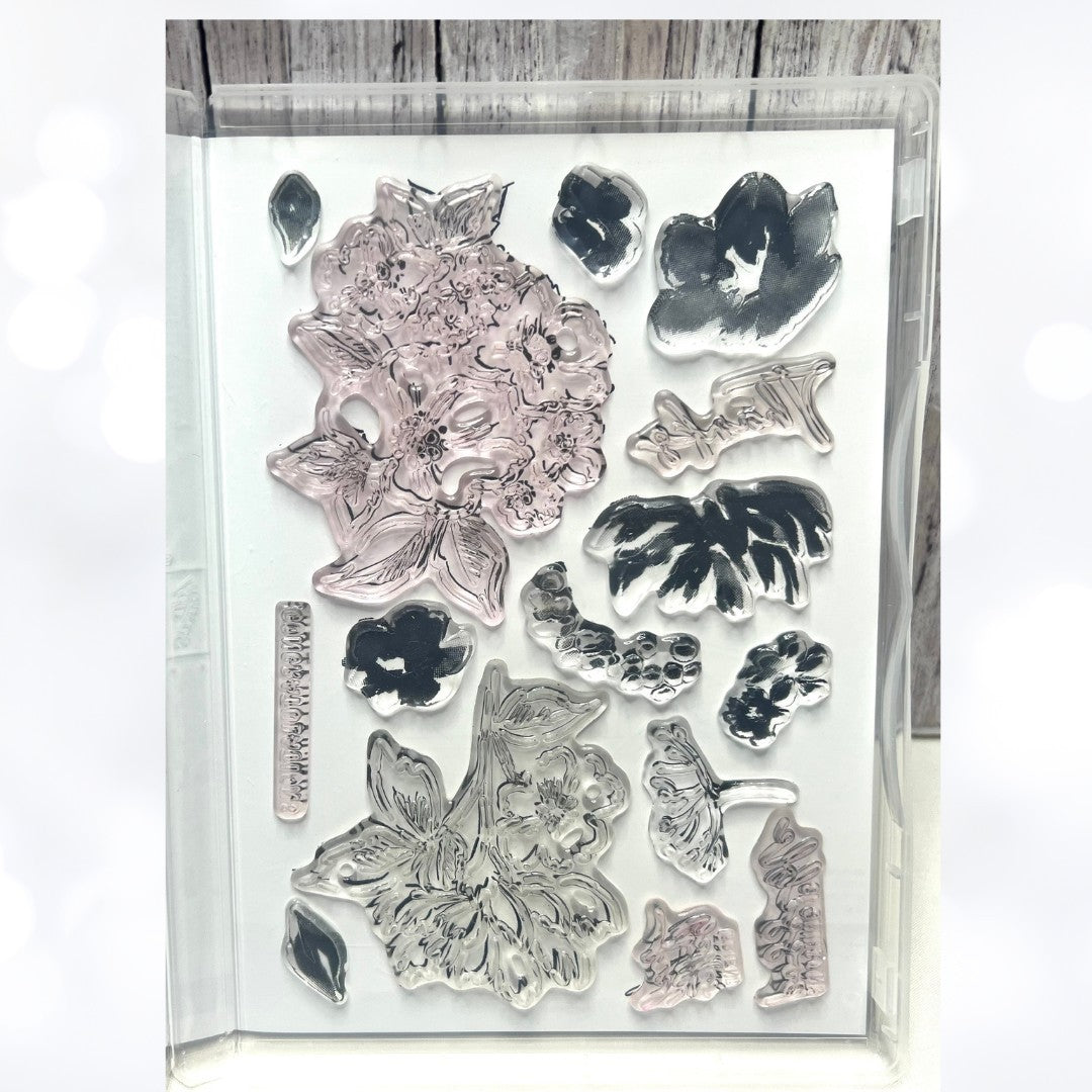 Stampin Up HAND PENNED PETALS Flowers Rubber Stamps Dies