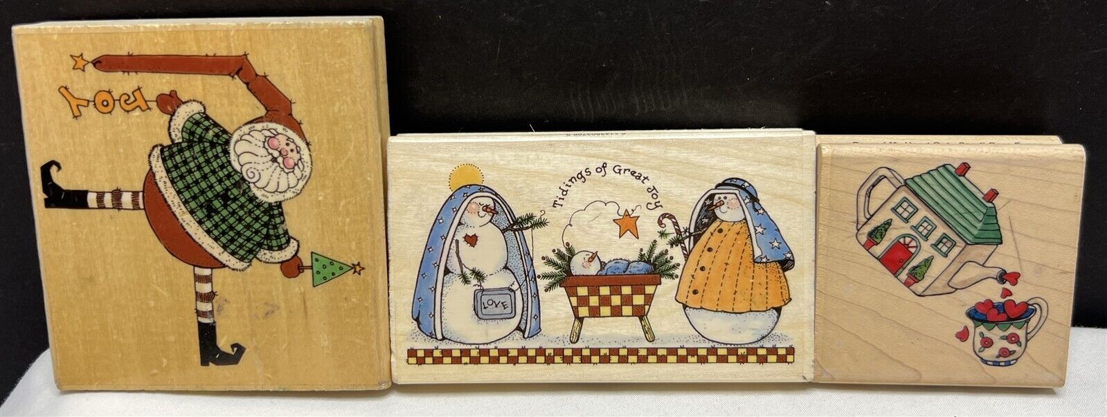 Uptown CHRISTMAS Snowman Santa Holiday Rubber Stamps Lot of 3