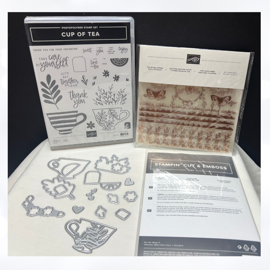 Stampin Up CUP OF TEA Party Rubber Stamps Dies Stickers Lot
