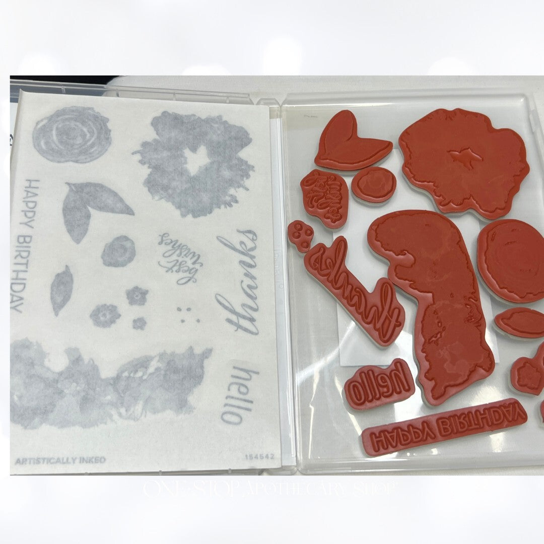 Stampin Up ARTIFICIALLY INKED Flowers Floral Rubber Stamps