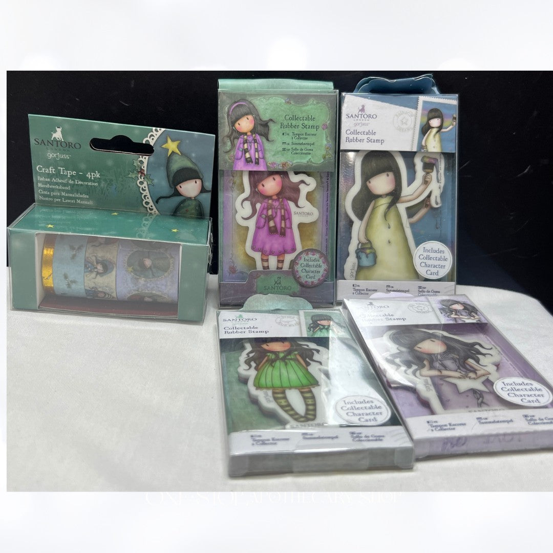 Santoro GORJUSS GIRLS Paper Dolls Mini Rubber Stamps Washi Tape Lot