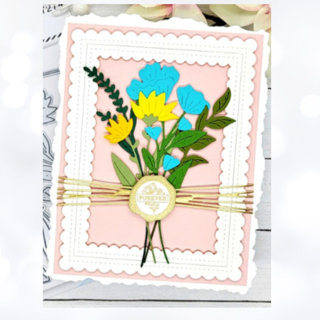 LDRS SEALED WITH GOOD WISHES Wax Seals Floral Greetings Rubber Stamps Dies