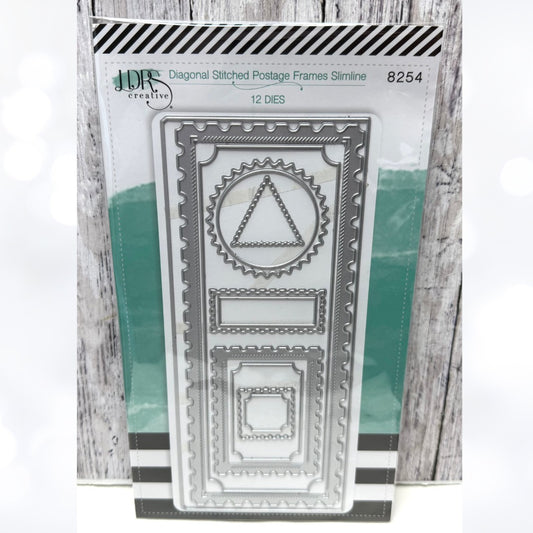 LDRS Designs DIAGONAL POSTAGE FRAMES Stitched Slimline Dies