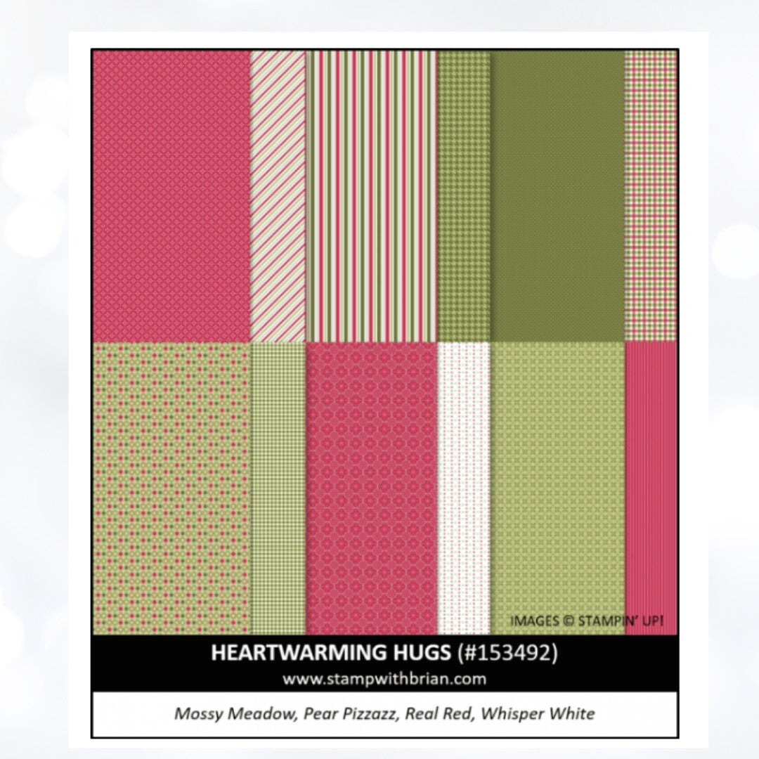 Stampin Up HEARTWARMING HUGS Christmas 12x12 DSP Paper Cardstock 12 Sheets