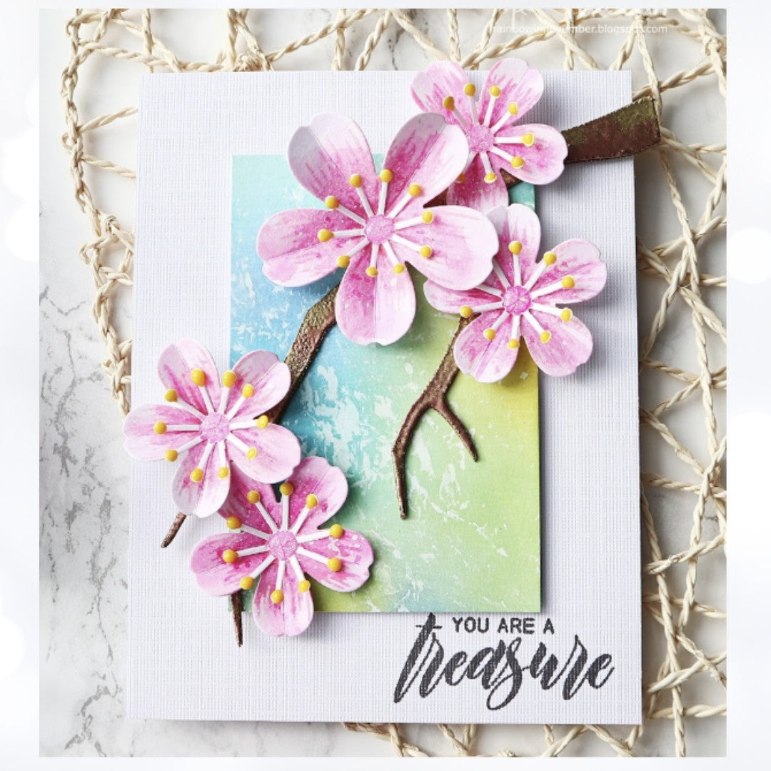 Altenew Build a Flower SAKURA BLOSSOM Flowers Floral 6x8 Rubber Stamps Dies