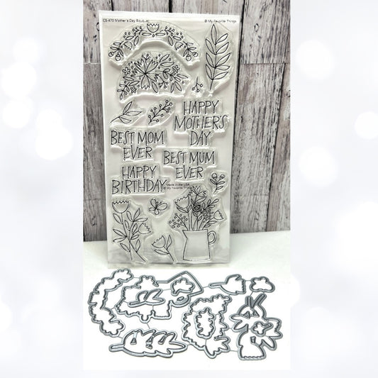 My Favorite Things MOTHER'S DAY BOUQUET Flowers Mom Rubber Stamps Dies