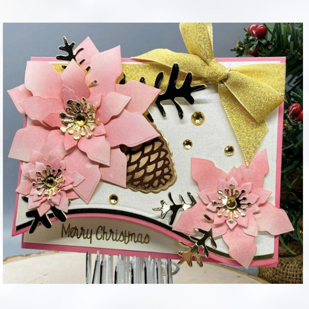 Stamps of Life FLORAL SWISH CARD Christmas Poinsettia A2 Dies