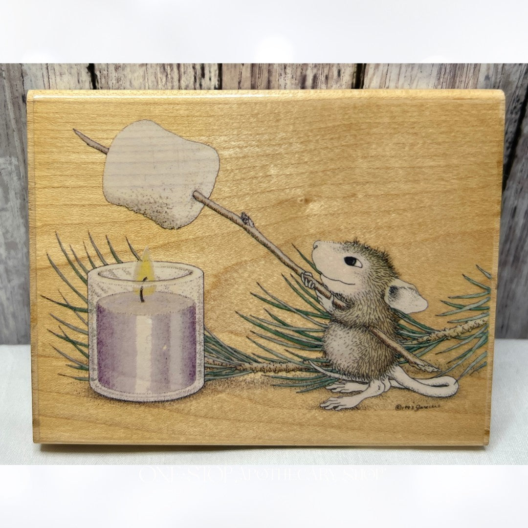 House Mouse ROASTING MARSHMALLOW Christmas Mice Rubber Stamp