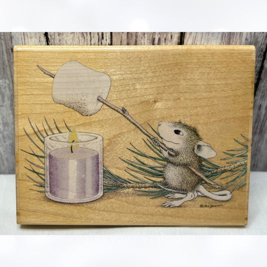 House Mouse ROASTING MARSHMALLOW Christmas Mice Rubber Stamp