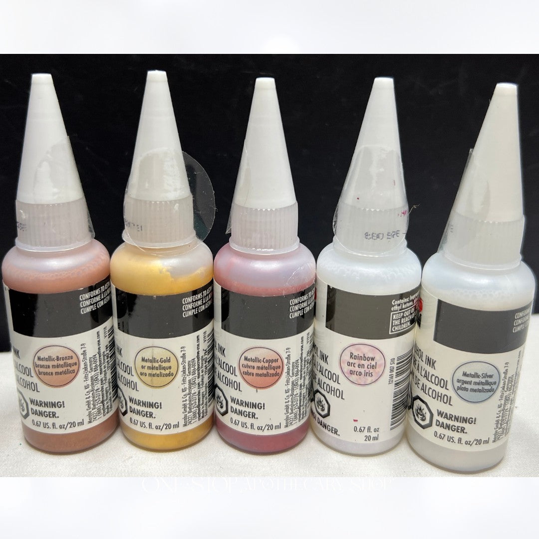 Marabu ALCOHOL INKS Metallic Rainbow 0.67oz Lot of 5