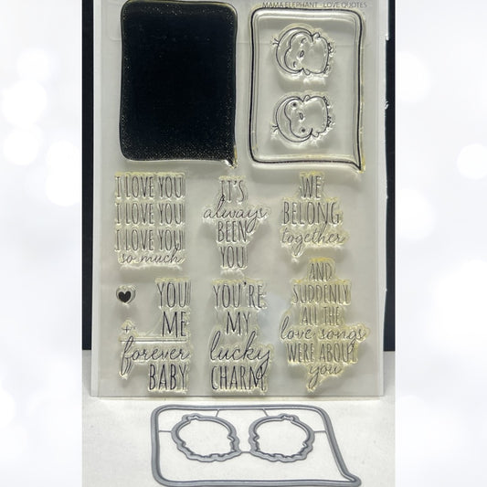 Mama Elephant LOVE QUOTES Penguins Valentines Day Rubber Stamps Dies