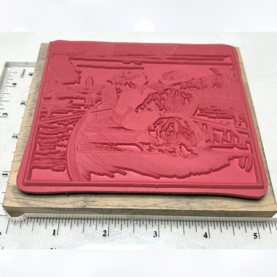 B Line ROWING PARTY Vintage Lady Ladies Rubber Stamp