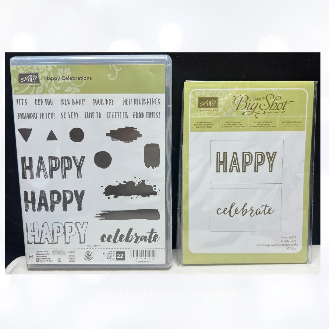 Stampin Up HAPPY CELEBRATIONS Birthday Rubber Stamps Embossing Folders