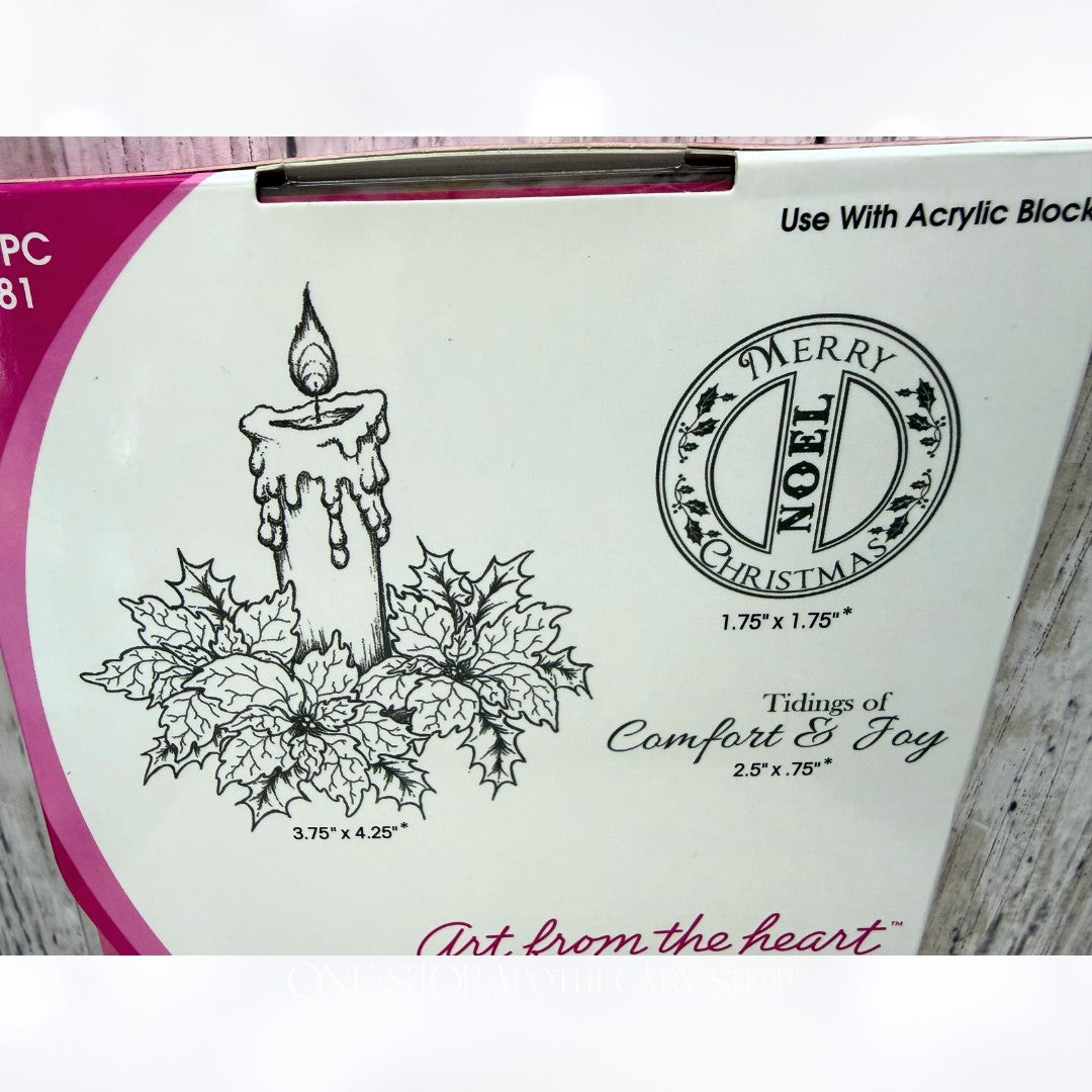 Heartfelt Creations SPARKLING POINSETTIA CANDLE Holiday Rubber Stamps