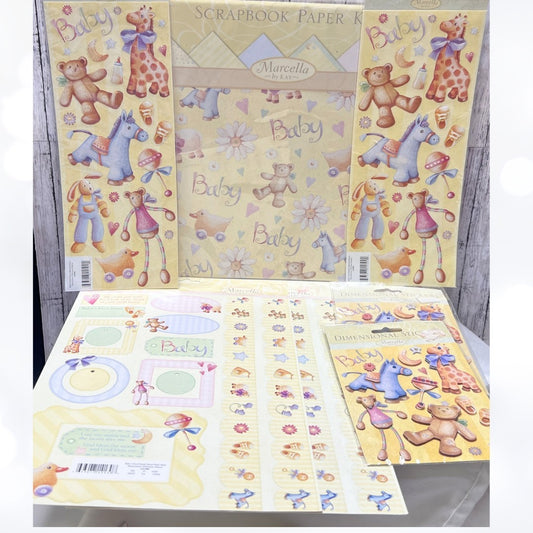 K & Company Marcella BABY'S FIRST FRIENDS Baby Shower Scrapbook 12x12 Paper Kit