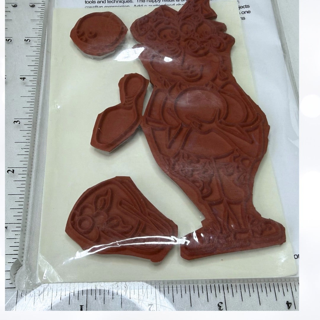 Loralie Art Stamps CHRISTMAS SHOPPER Bowling Old Lady Cartoon Rubber Stamps