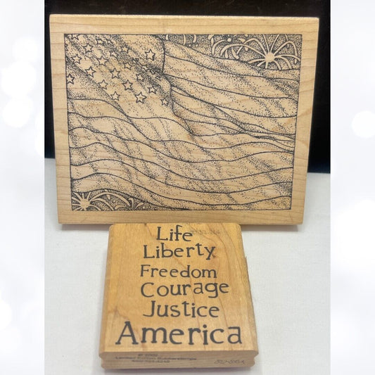 Peddlers Pack AMERICAN FLAG America 4th of July Freedom Rubber Stamps Lot