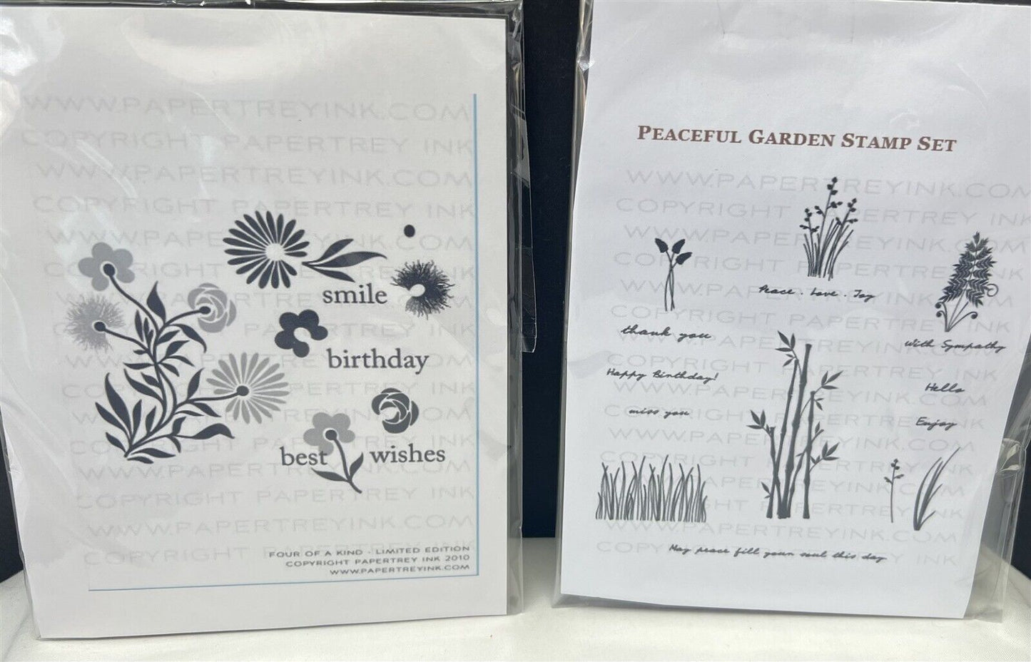 Papertrey Ink PEACEFUL GARDEN Four of a Kind Flowers Floral Rubber Stamps Lot