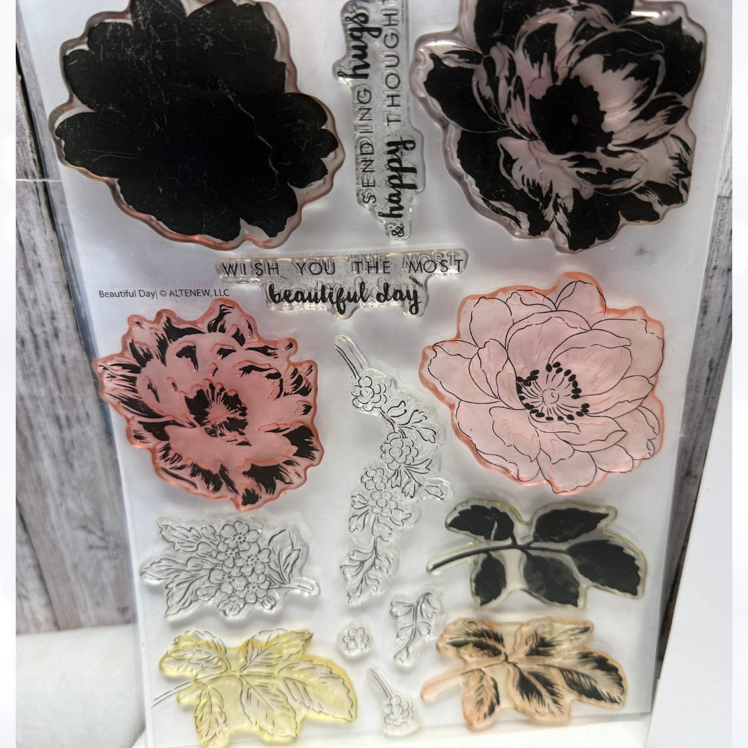 Altenew BEAUTIFUL DAY Flowers Floral 6x8 Rubber Stamps Dies