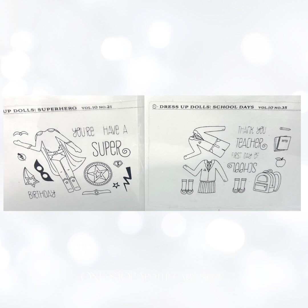 Papertrey Ink DRESS UP DOLLS Paper School Easter Birthday Rubber Stamps Dies Lot