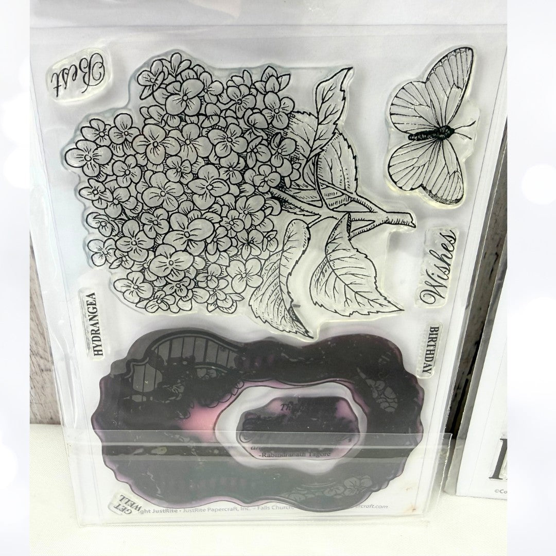 Justrite HYDRANGEA Vintage Labels What Defines Us Sentiments Rubber Stamps