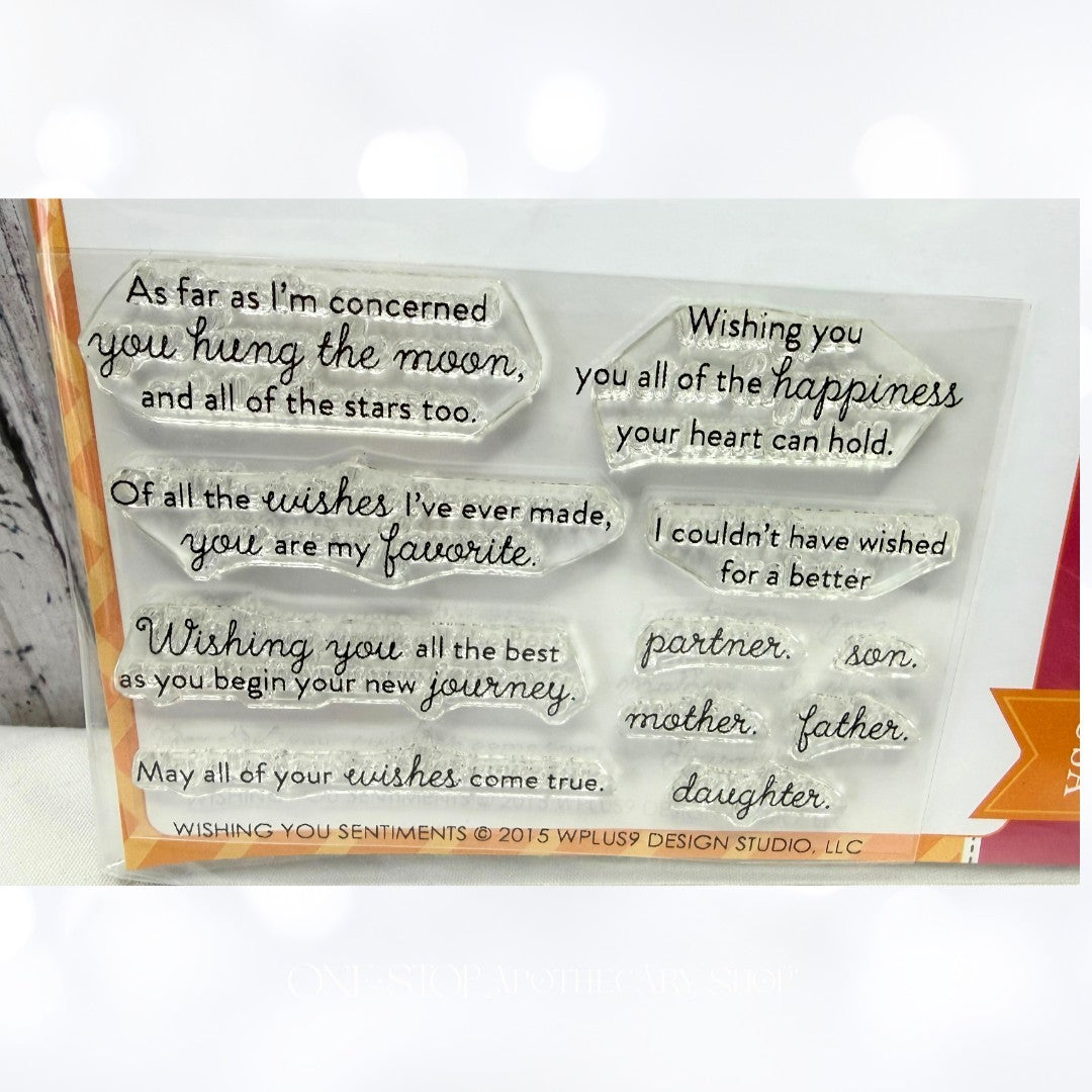 Wplus9 W Plus 9 SENTIMENTS Wishing You Sunshine Birthday Rubber Stamps Lot of 3