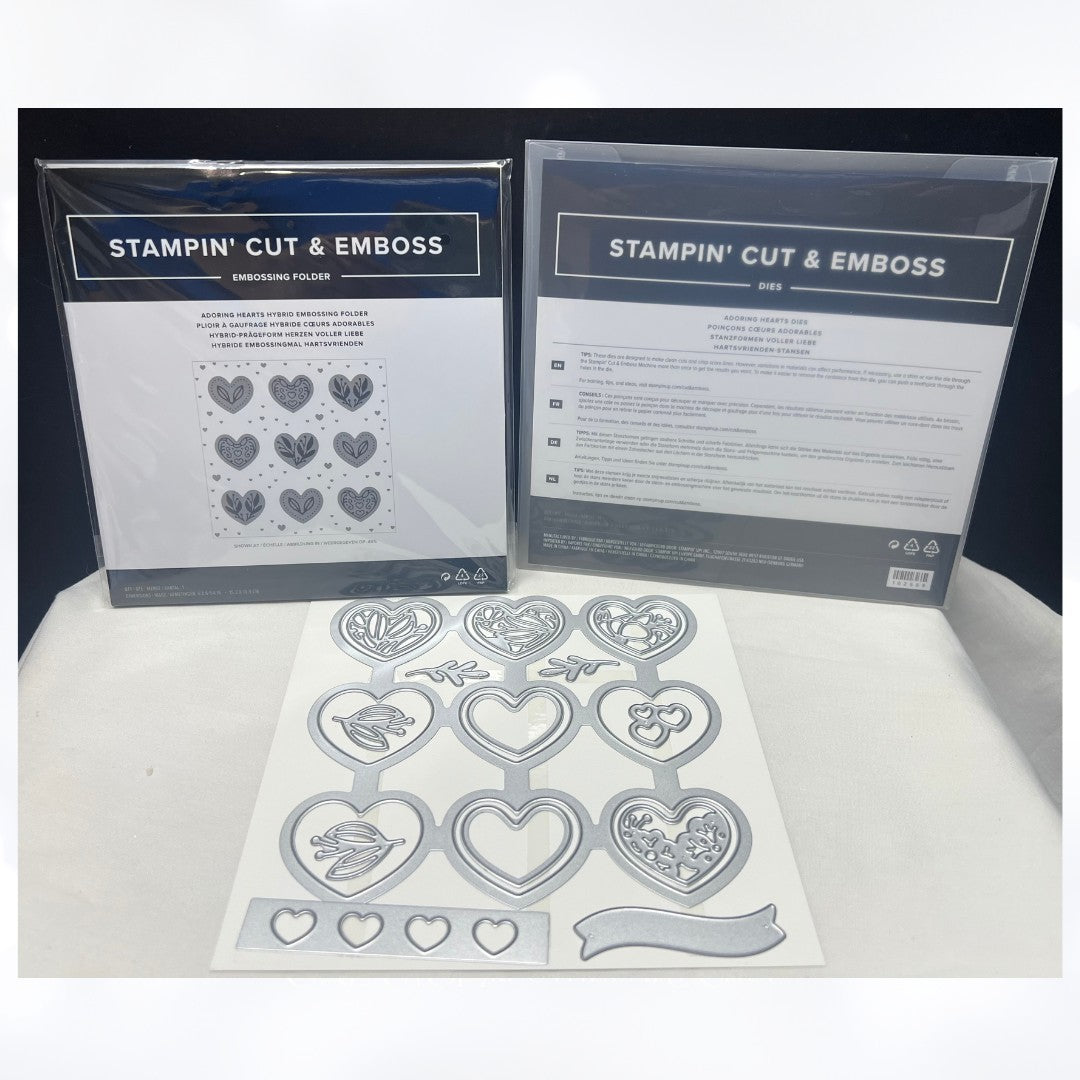 Stampin Up ADORING HEARTS Valentines Hybrid 3D Embossing Folder Dies