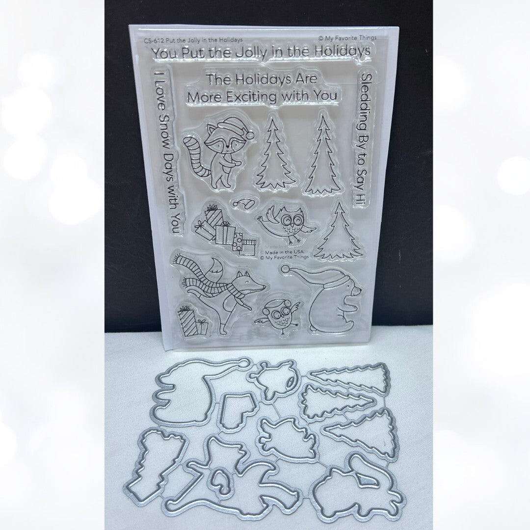 My Favorite Things JOLLY IN THE HOLIDAYS Animals Christmas Rubber Stamps Dies