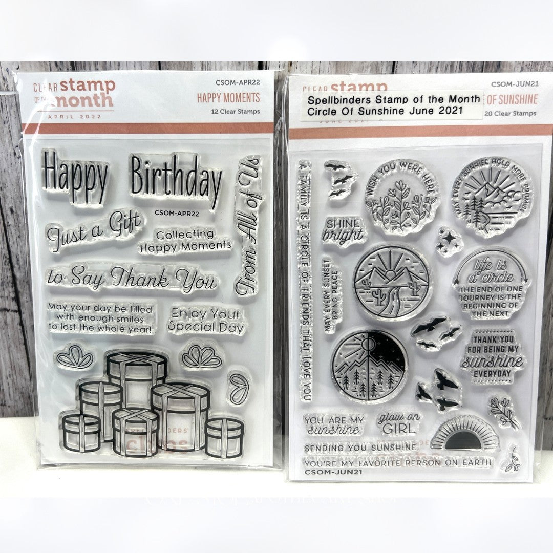 Spellbinders CIRCLE OF SUNSHINE Happy Moments Birthday Clear Rubber Stamps