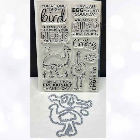 Technique Tuesday ELSA & ERIC THE EMUS Birds Funny Rubber Stamps Dies