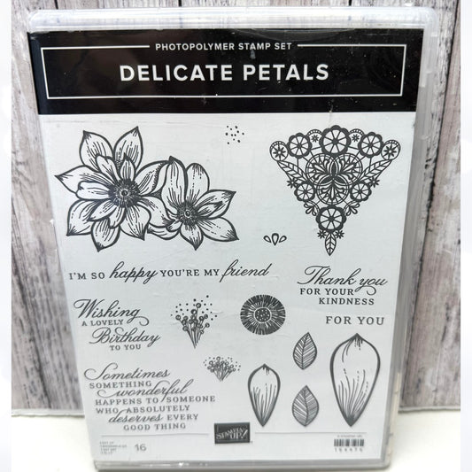 Stampin Up DELICATE PETALS Flowers Floral Rubber Stamps