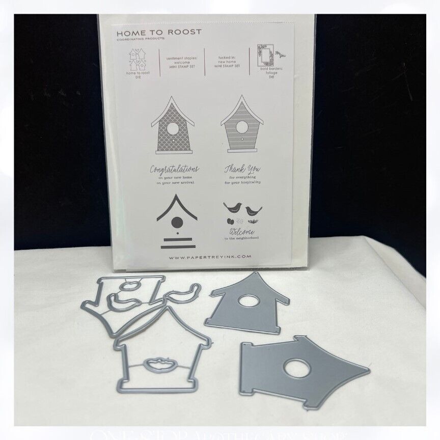 Papertrey Ink HOME TO ROOST Bird House Birds Rubber Stamps Dies