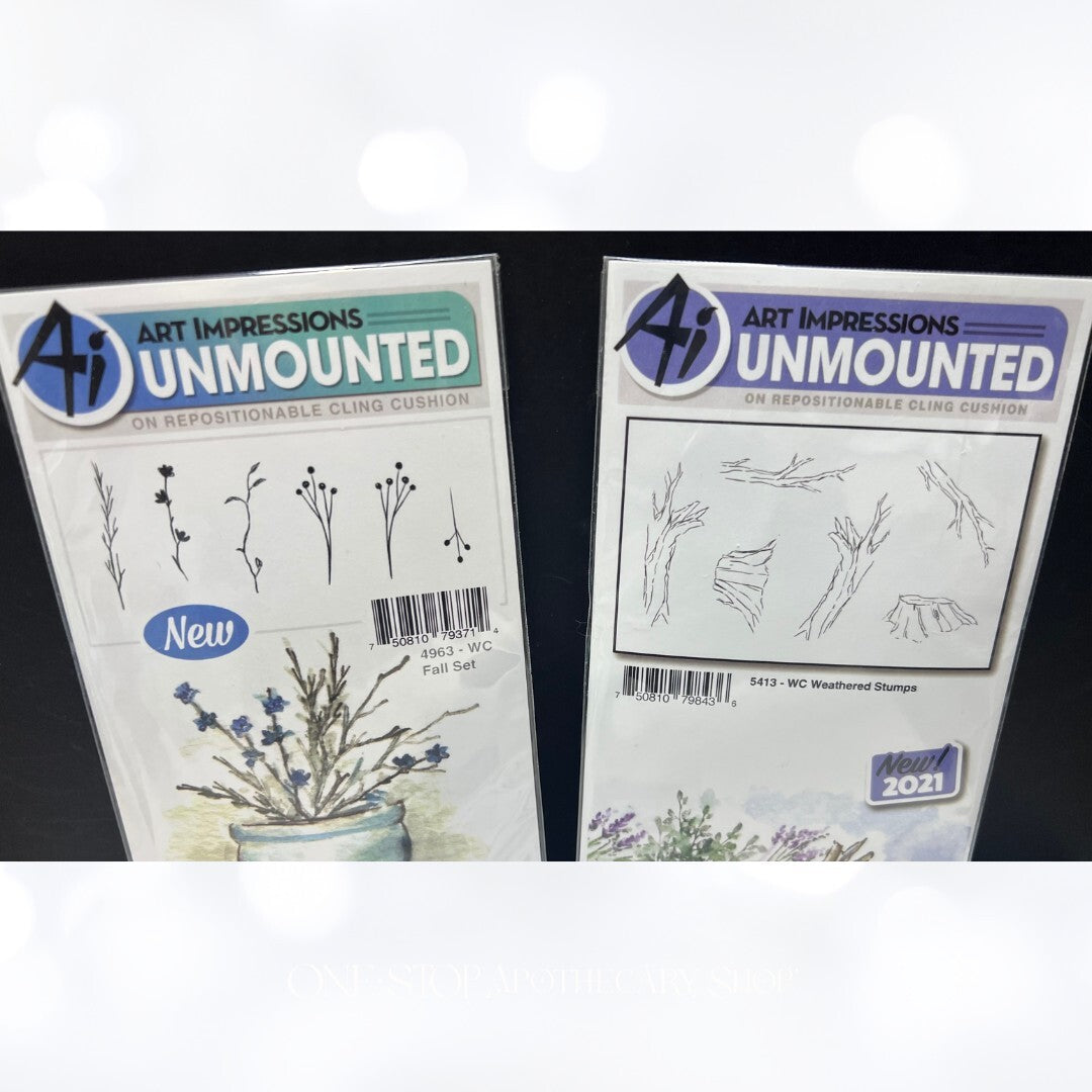 Art Impressions FALL Pond Weathers Swan Watercolor Rubber Stamps Lot of 3