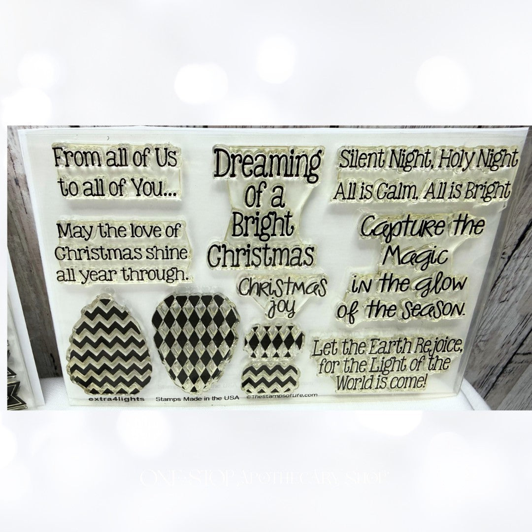 Stamps of Life CHRISTMAS LIGHTS Bulb Holiday Patterns Rubber Stamps Dies