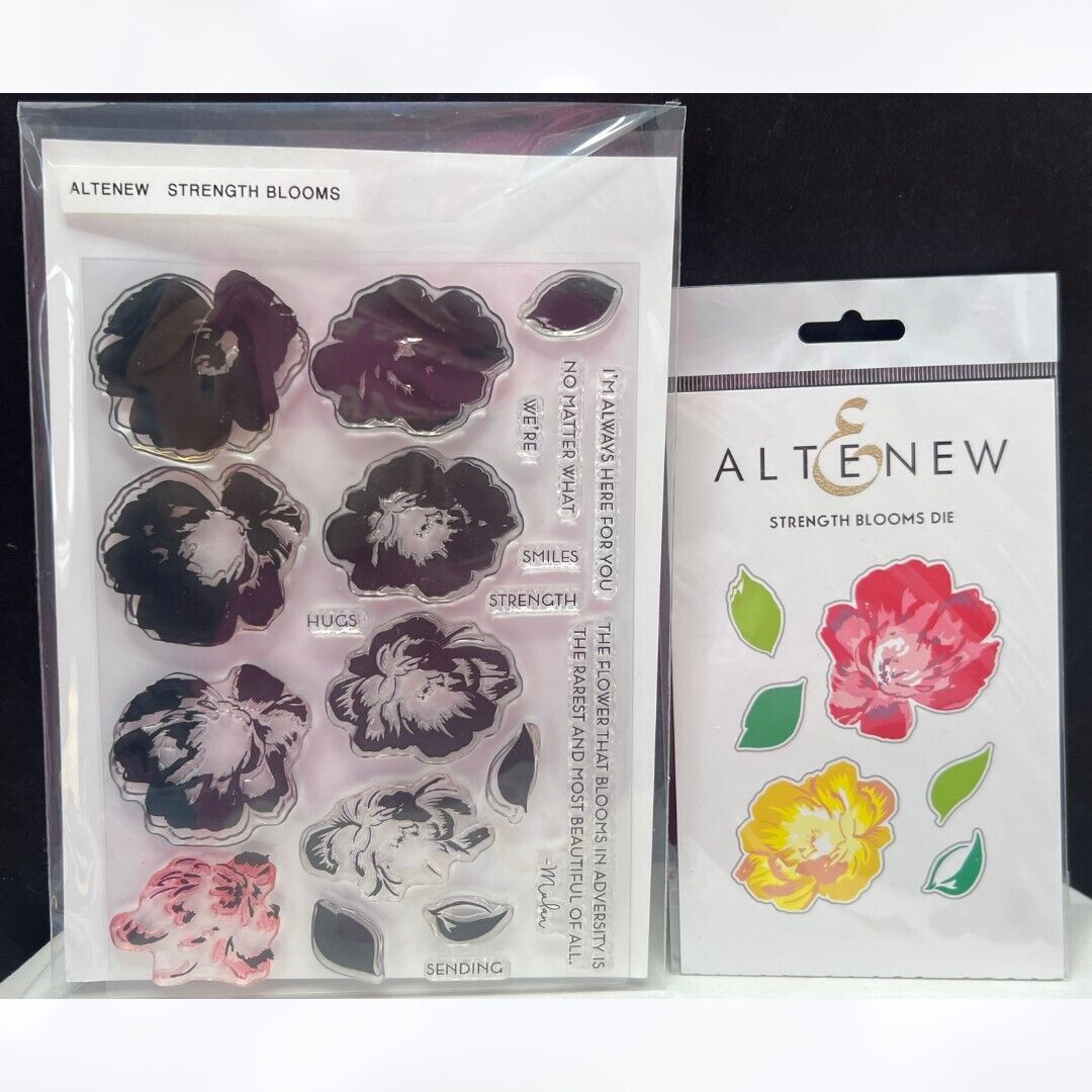 Altenew STRENGTH BLOOMS Flowers 6x8 Rubber Stamps Dies