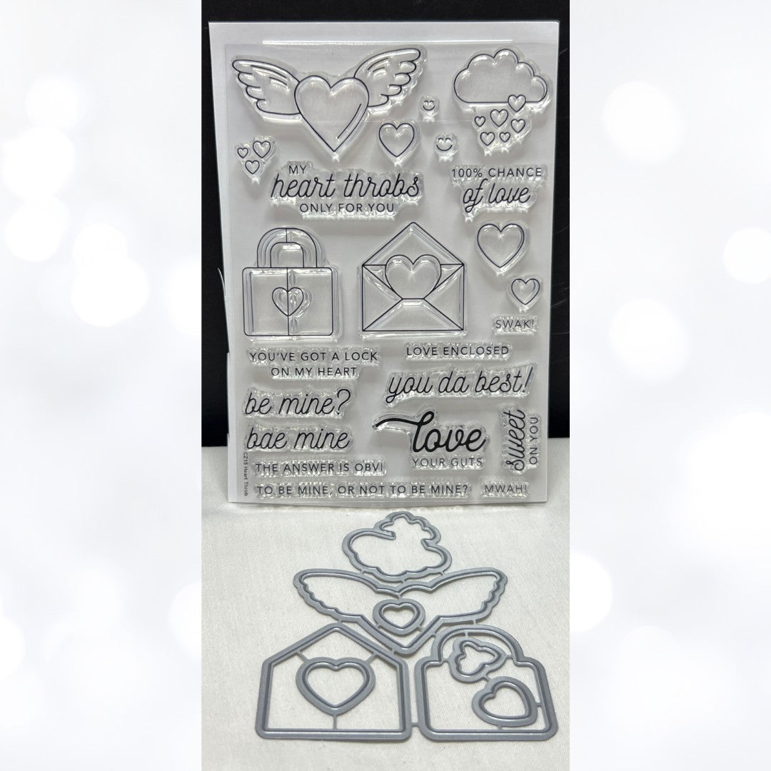 Simon Says Stamp HEARTHROB CZ Designs Valentines Love Rubber Stamps Dies