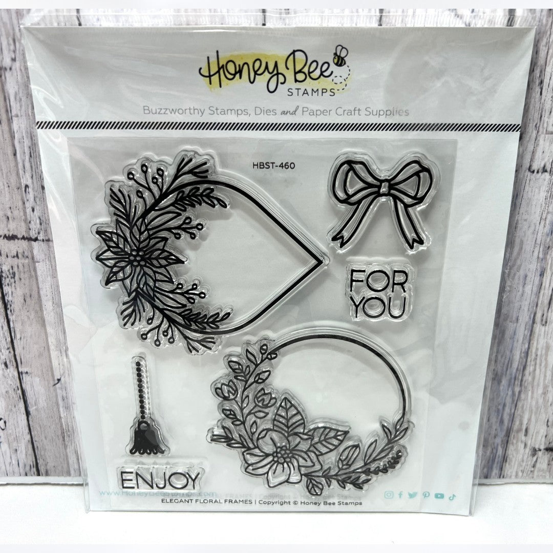 Honey Bee ELEGANT FLORAL FRAMES Flowers Rubber Stamps