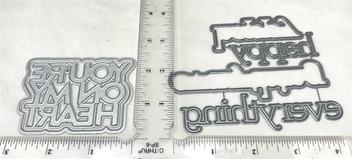 Simon Says Stamp HAPPY HEART Hello Greetings Sentiments Dies Lot of 3
